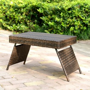 IHOMEADORE Brown Farmhouse Portable Folding Wicker Table - 1 of 4
