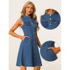 Allegra K Women's Sleeveless Button Down Distressed Midi Denim Shirt Dress - 2 of 4
