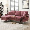 84" L Shaped Convertible Sectional Sofa, Modern 3 Seat Couch with 2 Pillows, Upholstered Sofa Chaise Lounge for Living Room Office Apartment Pink - 2 of 4