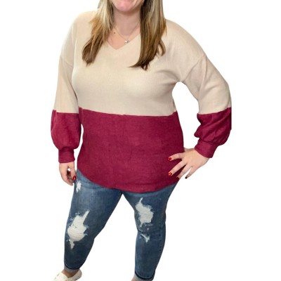 Women's Colorblock Fleecy Top - honeyme