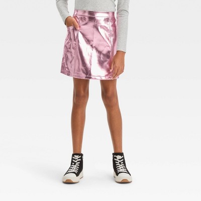 Pink metallic skirt king sale