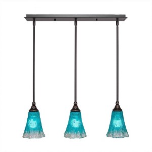 Toltec Lighting Any 3 - Light Chandelier in  Dark Granite with 5.5" Fluted Teal Crystal  Shade - 1 of 1