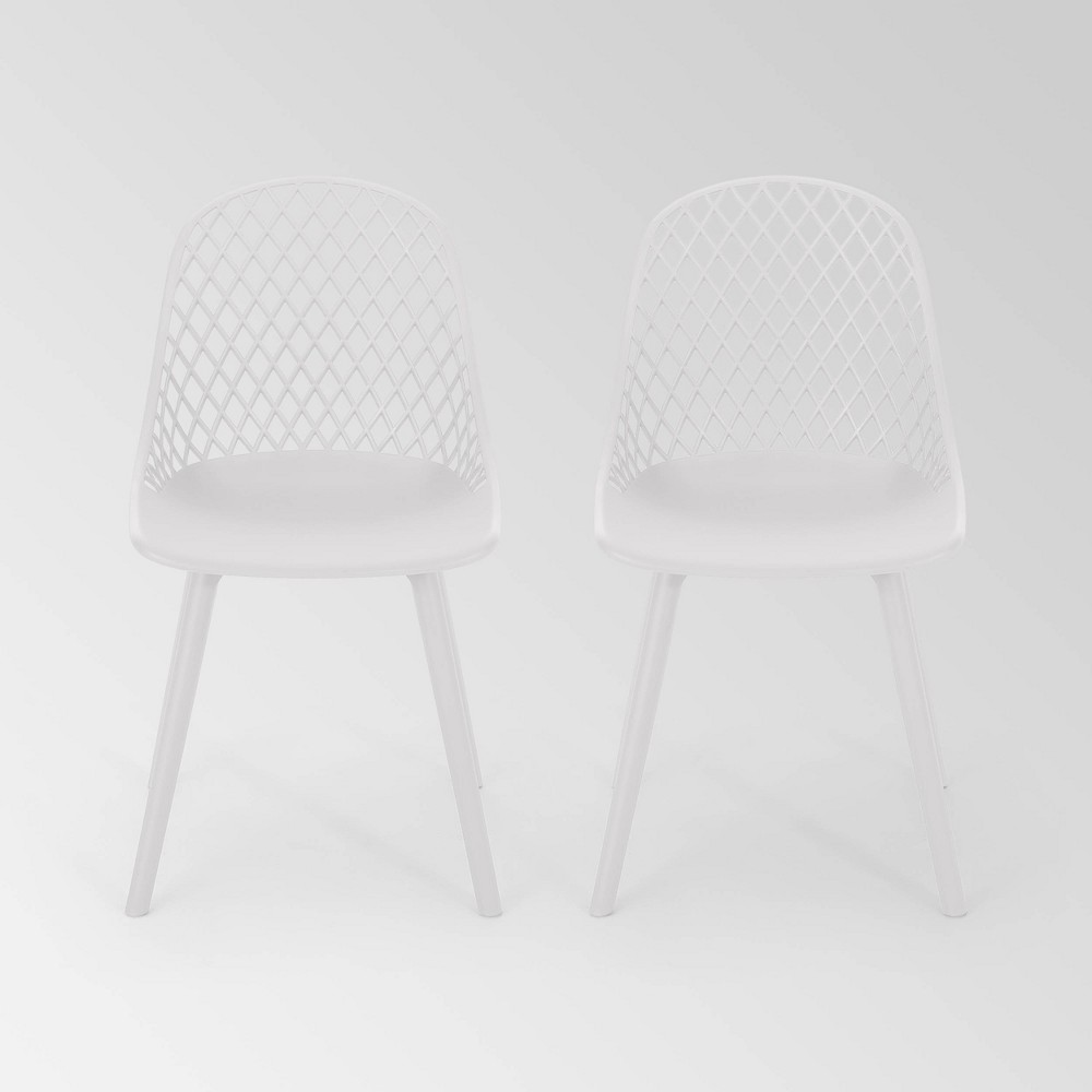 Photos - Garden Furniture Lily 2pk Resin Modern Dining Chairs - White - Christopher Knight Home