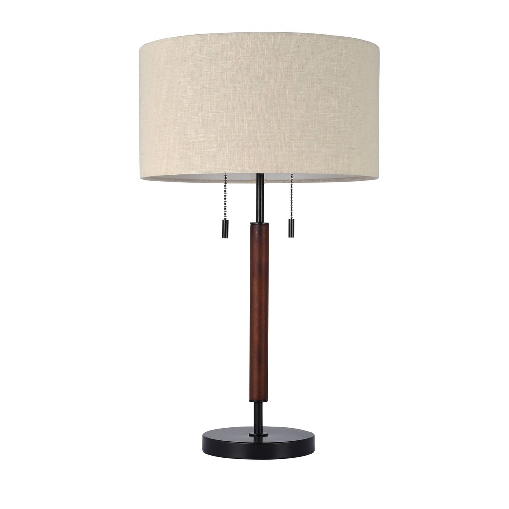 Photos - Floodlight / Street Light Wood Table Lamp  Black - Threshold™(Includes LED Light Bulb)