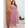Clearlove Women's Summer Plus Size Dress Ruffle Cap Sleeveless V Neck Side Split Long Beach Maxi Dress - 3 of 4