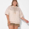 Pride Adult French Terry Short Sleeve Pullover Hoodie - Oatmeal - 3 of 3