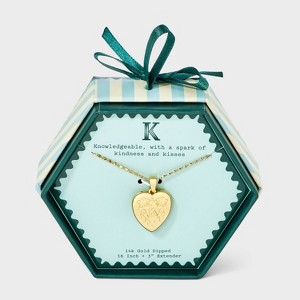 14K Gold Dipped Heart Charm Initial Necklace - A New Day™ Gold - 1 of 4