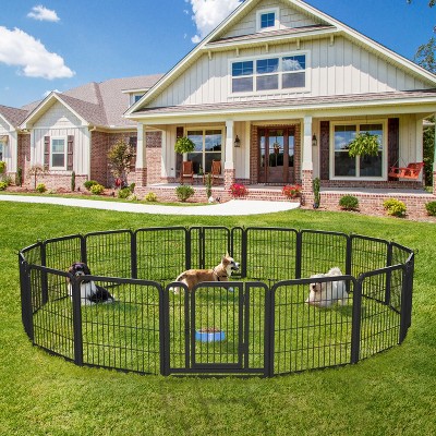 Black Metal 6-Panel Pet Playpen for Indoor/Outdoor Use