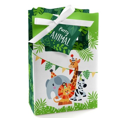 Big Dot of Happiness Jungle Party Animals - Safari Zoo Animal Birthday Party or Baby Shower Favor Boxes - Set of 12