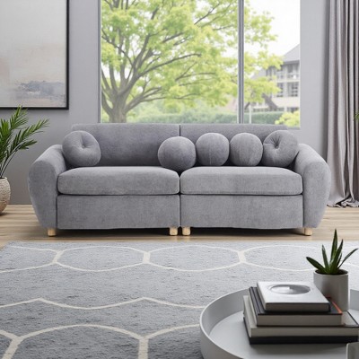 84" Modern Chenille Upholstered Sectional Sofa with Solid Wood Frame