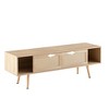 MAYEERTY Rattan TV Cabinet Double Sliding Doors Adjustable Shelf Solid Wood Legs for Living Room Natural - 4 of 4