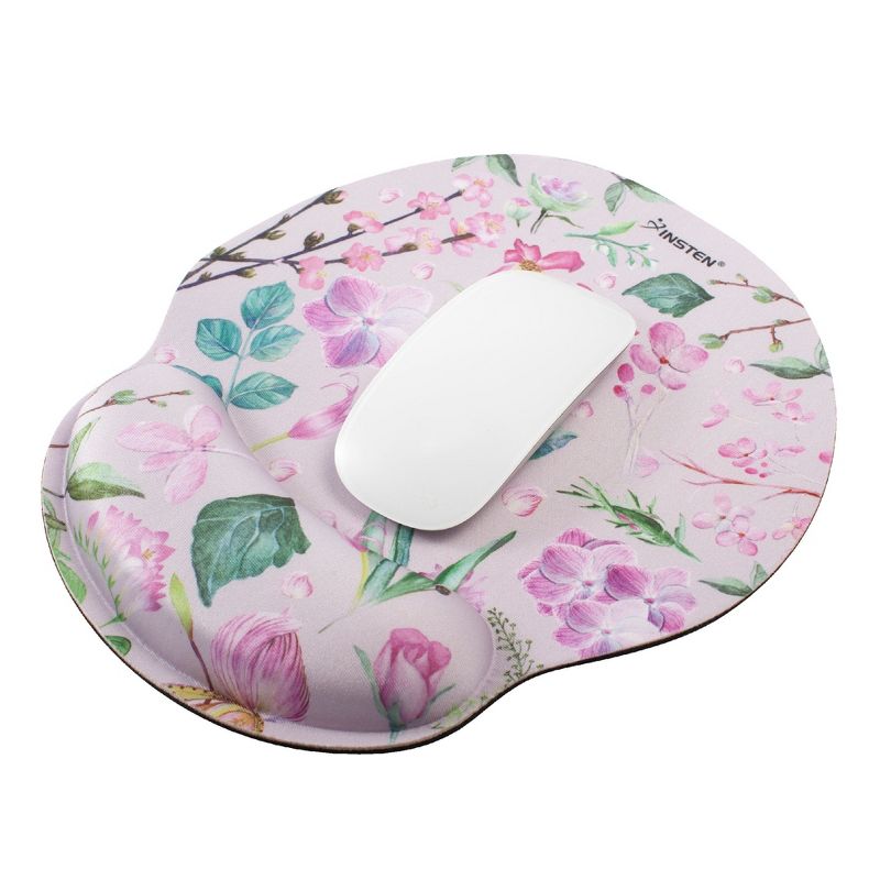 Insten Floral Mouse Pad with Wrist Support and Keyboard Wrist Rest, Ergonomic, Easy Typing, Memory Foam For Gaming Office, Round, 3 of 10
