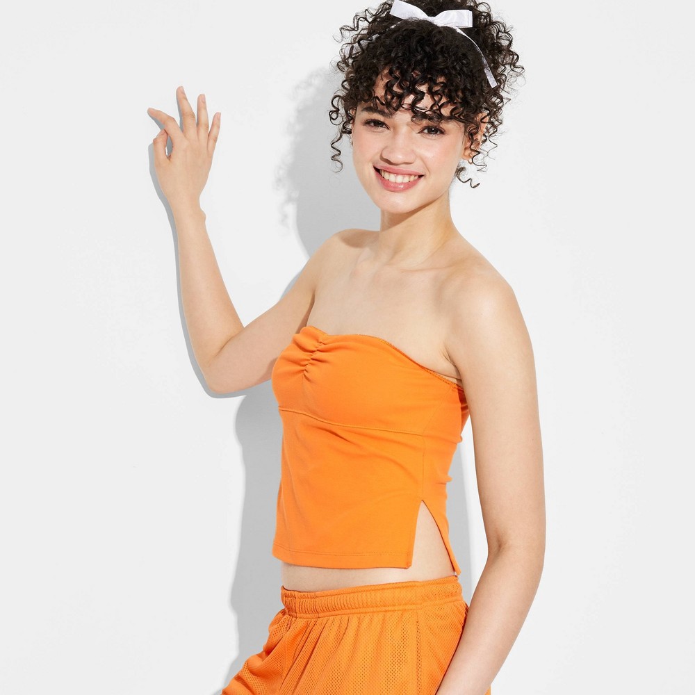 Women's Game Day Ribbed Tube Top - Wild Fable™ Orange XXS