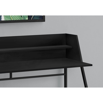 Black Wood Desk with Hutch and Drawer, 47.25 Inch