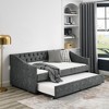 Upholstered Daybed with Trundle, Platform Bed Frame, Linen Storage Sofa Bed Frame for Living Room or Bedroom, Wood Slat Support - 3 of 4