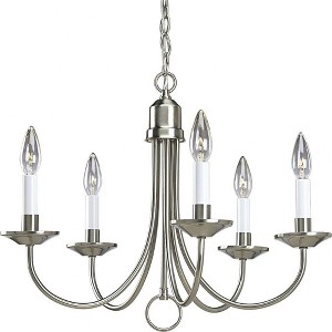 Progress Lighting Trinity 5-Light Chandelier, Brushed Nickel, White Candle Covers, Decorative Loop Detail - 1 of 2