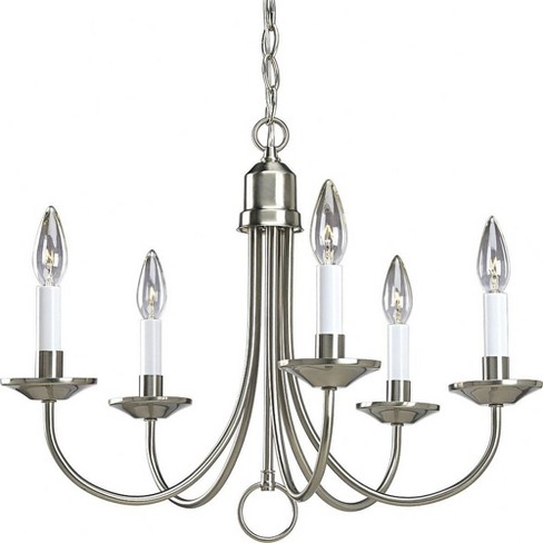 Progress Lighting Trinity 5-Light Chandelier, Brushed Nickel, White Candle Covers, Decorative Loop Detail - image 1 of 2