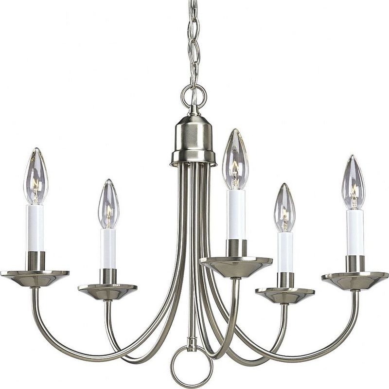 Progress Lighting Trinity 5-Light Chandelier, Brushed Nickel, White Candle Covers, Decorative Loop Detail, 1 of 2