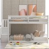 Streamdale Twin over Twin Floor Bunk Bed, Ladder with Storage, White - 3 of 4