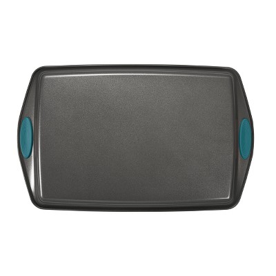 Gray Carbon Steel Nonstick 3-Piece Cookie Pan Set with Blue Grips