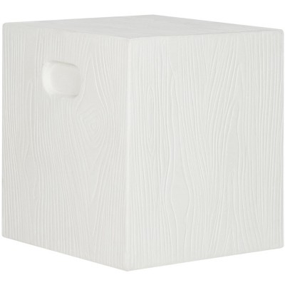15'' Square Ivory Concrete Modern Accent Stool