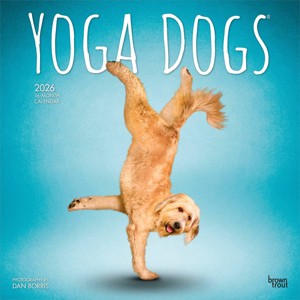 BrownTrout Yoga Dogs 2026 12"x24" Hanging Square Wall Calendar Plastic-Free - 1 of 4