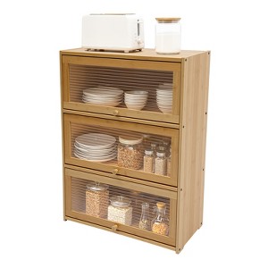 YIYIBYUS 3 Tiers Kitchen Countertop Pantry Storage Cabinet, Log color - 1 of 4