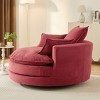 57.5" Oversized Corduroy Swivel Barrel Chair with Dual-Layer Cushion and 3 Pillows for Living Room Bedroom-Baofuwish - 3 of 4