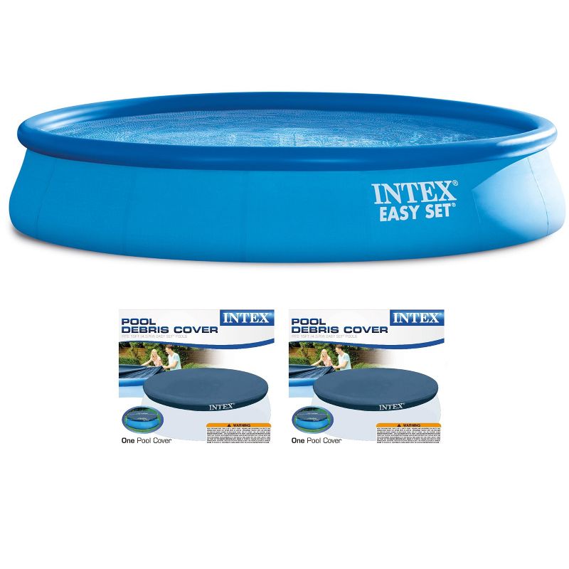 Intex 15’x33” Inflatable Swimming Pool w/ Filter Pump & 15’ Pool Cover (2 Pack), 2 of 7