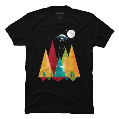 Men's Design By Humans UFO Geometric Forest Abduction By alnavasord T-Shirt