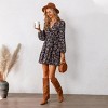 Women's Long Sleeve Elastic Waist Ditsy Floral Dress -Cupshe - 2 of 4
