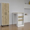 HomeRoots Set of Two Oak and White Wood Kitchen Island And Pantry Cabinet - 2 of 4