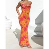 Women's Backless Bodycon Dress Adjustable Straps Floral Print Maxi Dress - 3 of 4