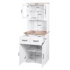 Tiramisubest Wooden Pantry Kitchen Storage Cabinet Microwave Cabinet with Storage Adjustable Shelf Louvered Doors Kitchen Furniture-3 Size - 3 of 4
