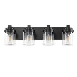 AndMakers 24.1 in. 4-Light Matte Black Wall Sconce with Clear Glass Shade - 1 of 4