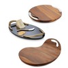 Nambé Cheese Block and Knife Set – Round Acacia Wood Board Featuring Stainless Steel Details, Contemporary Tray with Spreader, Stylish Table Accent - 3 of 3