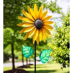 Plow & Hearth Yellow Sunflower Wind Spinner