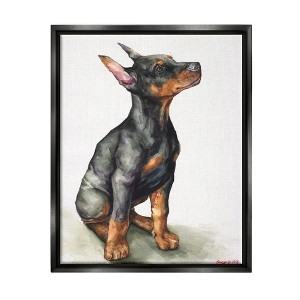 Stupell Industries Doberman Puppy Dog Pet Animal Watercolor Painting - 1 of 4