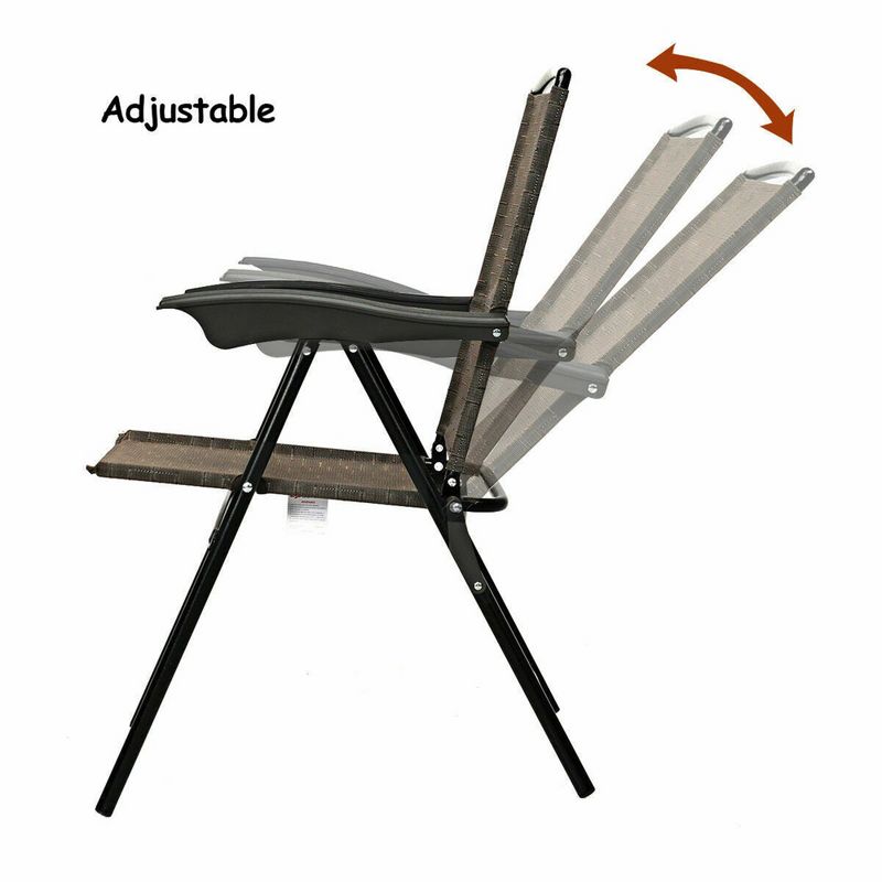 Costway 2PCS Folding Sling Chairs Steel Armrest Patio Camping W/Adjustable Back, 5 of 8