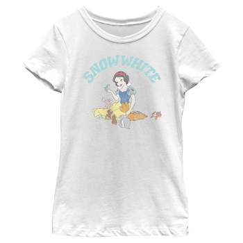 Girl's Snow White and the Seven Dwarves Distressed Woodland Animals T-Shirt