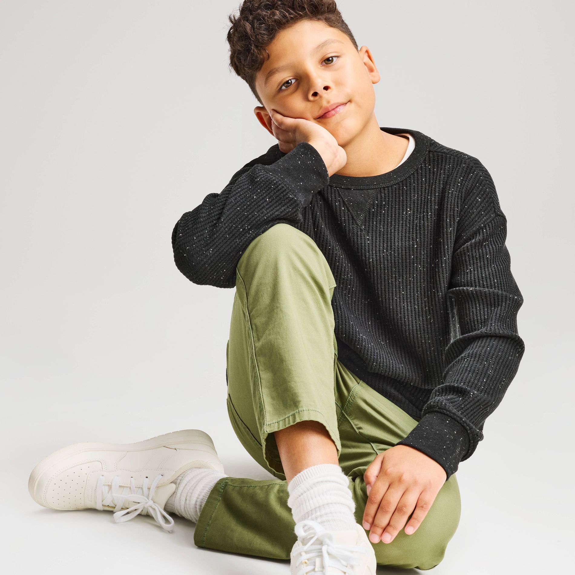 Boys' Long Sleeve Relaxed Fit Waffle T-Shirt - Cat & Jack™