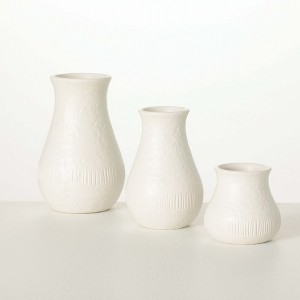 Sullivans 3", 5" & 6" White Chiffon Stone Vase - Set of 3 - 1 of 4