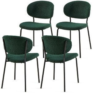CENGHU Mid-Century Modern Boucle Fabric Dining Chairs, Curved Backrest Upholstered Boucle Dining Chair with Black Metal Legs - 1 of 4