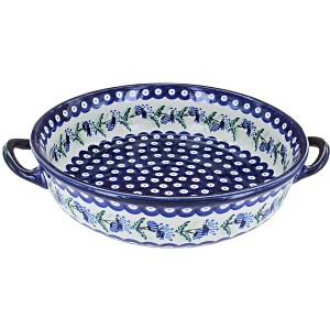Blue Rose Polish Pottery 1455 Zaklady Round Casserole with Handles - 1 of 1