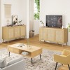 Sideboard Buffet Cabinet with 3 Rattan Doors, Modern Storage Console for Kitchen, Dining Room & Living Room - 3 of 4