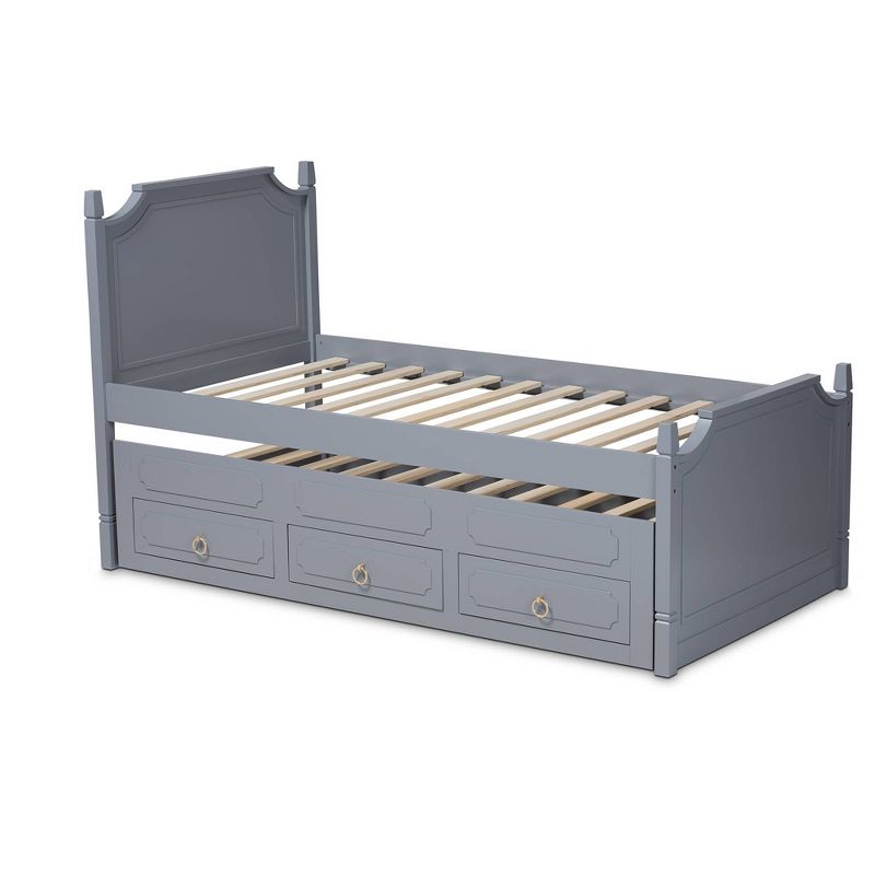 Twin 3 Drawer Mariana Wood Storage with Pull-Out Trundle Bed Gray - Baxton Studio, 5 of 12