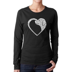 LA Pop Art Dog Heart - Women's Word Art Long Sleeve T-Shirt - 1 of 4