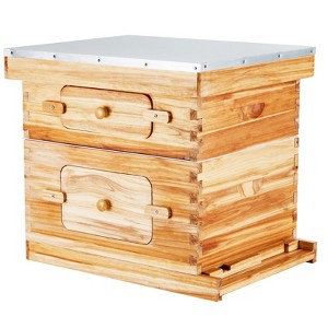VEVOR Bee Hive 20 Frame Bee Hives Starter Kit, Beeswax Coated Cedar Wood, 1 Deep + 1 Medium Bee Boxes Langstroth Beehive Kit - 1 of 4