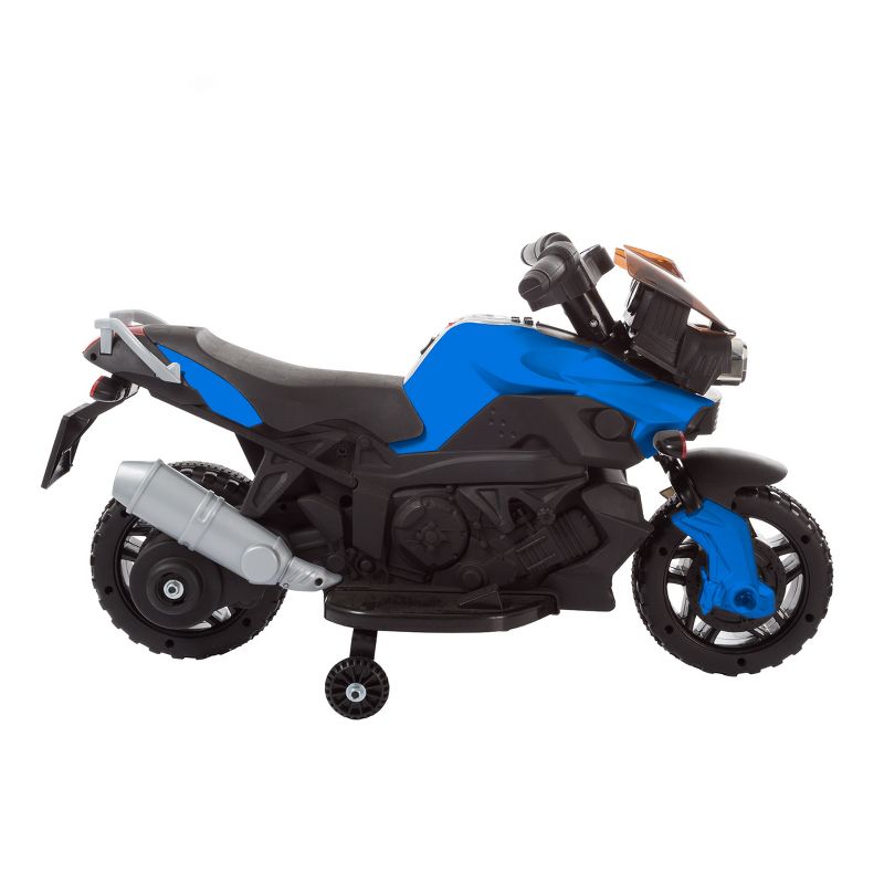 Toy Time Kids Motorcycle - Electric Ride-On with Training Wheels and Reverse Function - Blue, 5 of 11