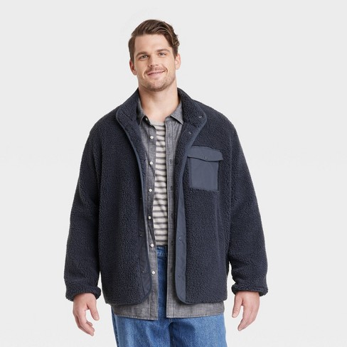 Men's Big & Tall High Pile Fleece Faux Fur Jacket - Goodfellow & Co™ Gray  5xlt : Target